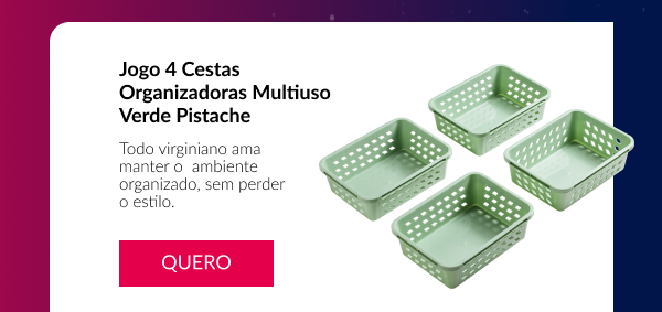 Jogo 4 Cestas Organizadoras Multiuso Verde Pistache