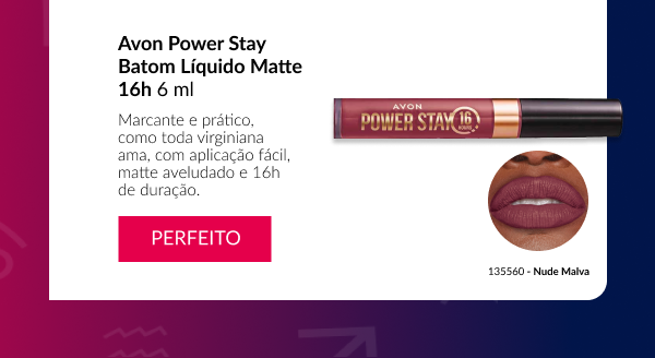 Batom Líquido Avon Power Stay 16h