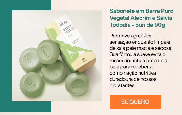 Sabonete em Barra Puro Vegetal Alecrim e Sálvia Tododia - 5un de 90g