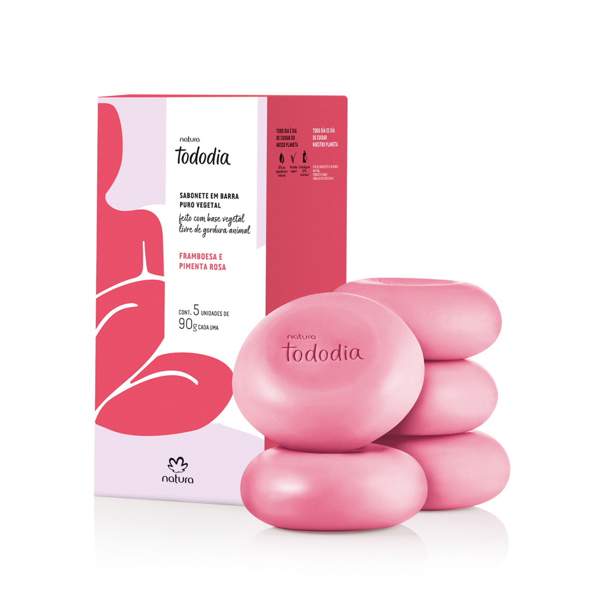 02831  Tododia Sab Barra Framboesa 5X90G Pm - comprar online