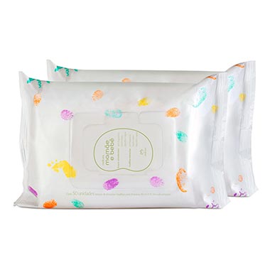 

Kit Lenços Umedecidos sem Fragrância Mamãe e Bebê