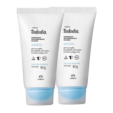 

Kit Desodorante Antitranspirante Invisível em Creme Algodão Tododia - 2un de 80g cada