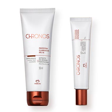 

Kit Sérum e Protetor Clareador Chronos, Médio escuro